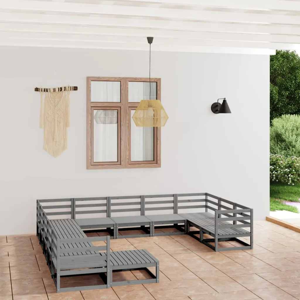 vidaXL Set Divani da Giardino 12 pz in Legno Massello di Pino