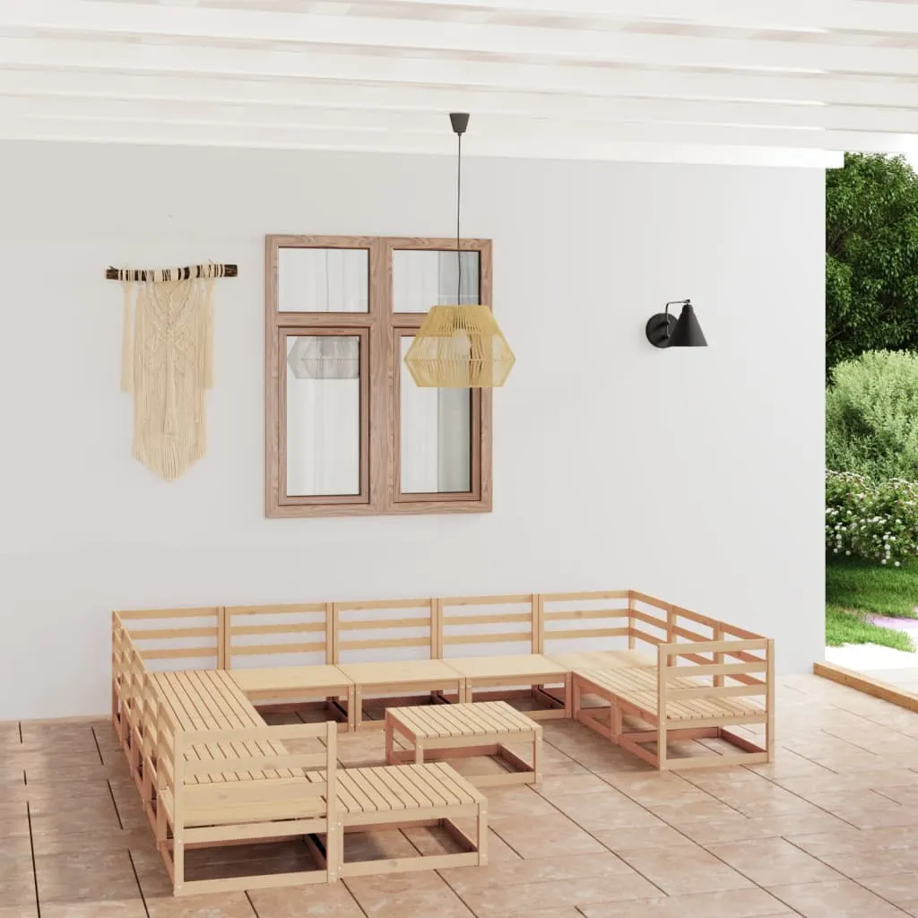 vidaXL Set Divani da Giardino 13 pz in Legno Massello di Pino