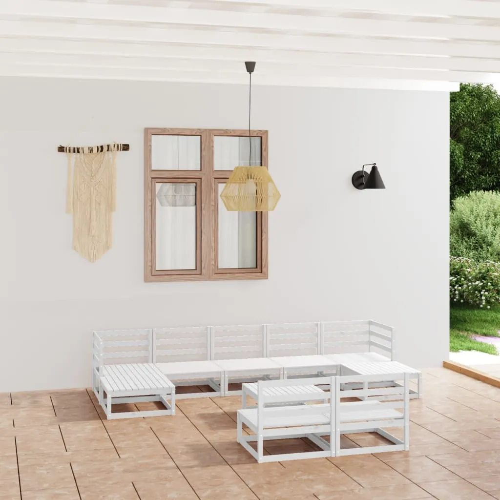 vidaXL Set Divani da Giardino 10 pz in Legno Massello di Pino