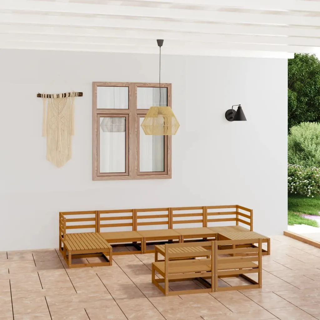 vidaXL Set Divani da Giardino 10 pz in Legno Massello di Pino