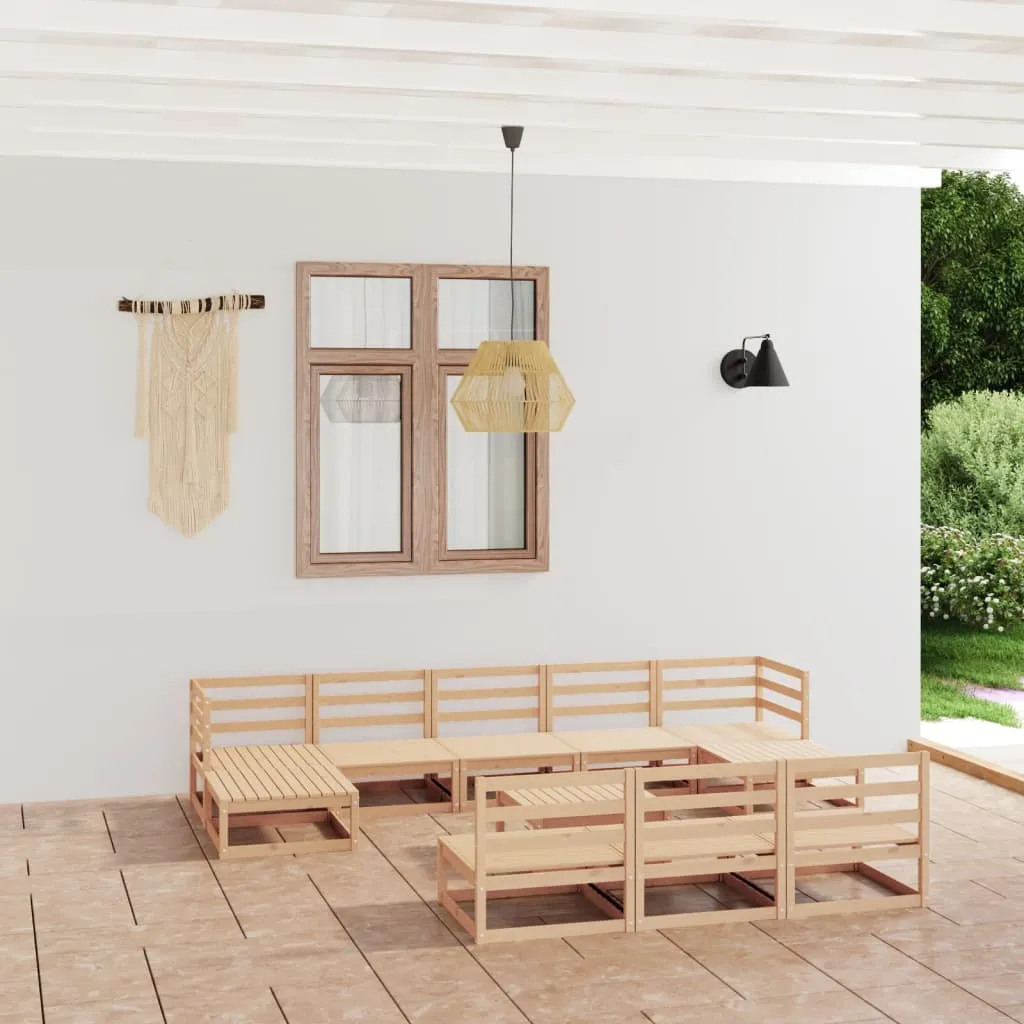 vidaXL Set Divani da Giardino 11 pz in Legno Massello di Pino