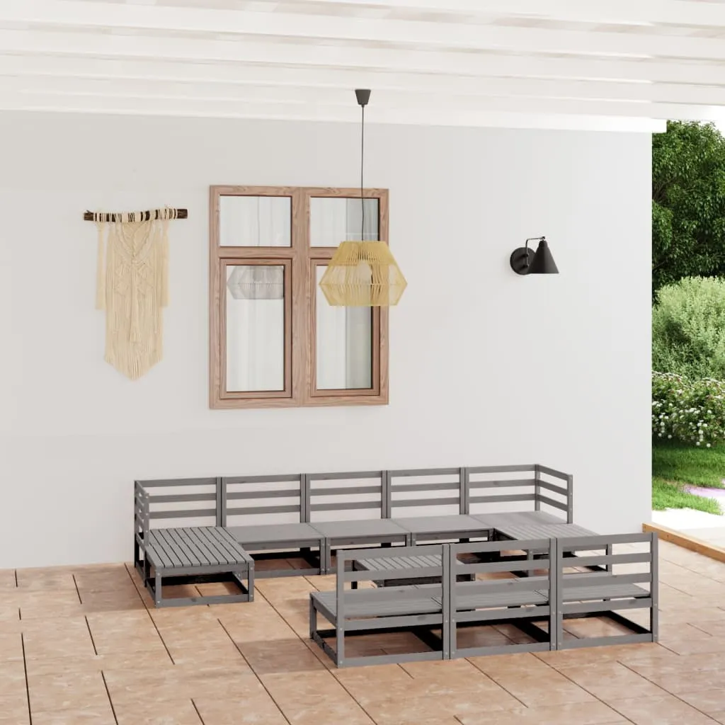 vidaXL Set Divani da Giardino 11 pz in Legno Massello di Pino