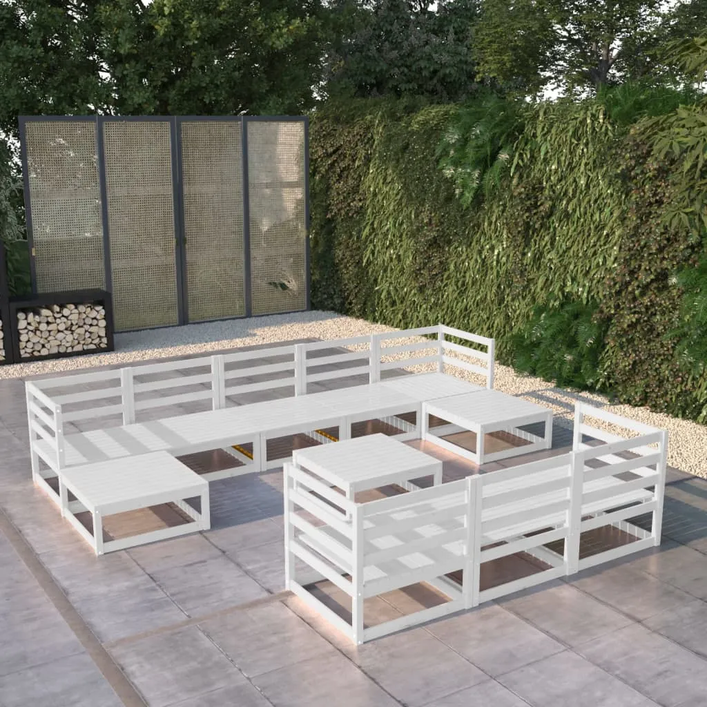 vidaXL Set Divani da Giardino 11 pz in Legno Massello di Pino