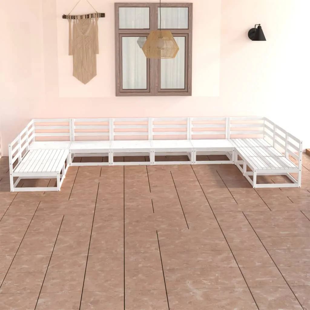 vidaXL Set Divani da Giardino 10 pz in Legno Massello di Pino