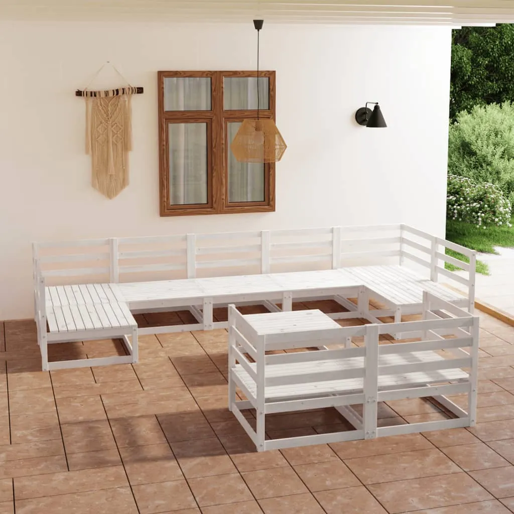 vidaXL Set Divani da Giardino 10 pz in Legno Massello di Pino