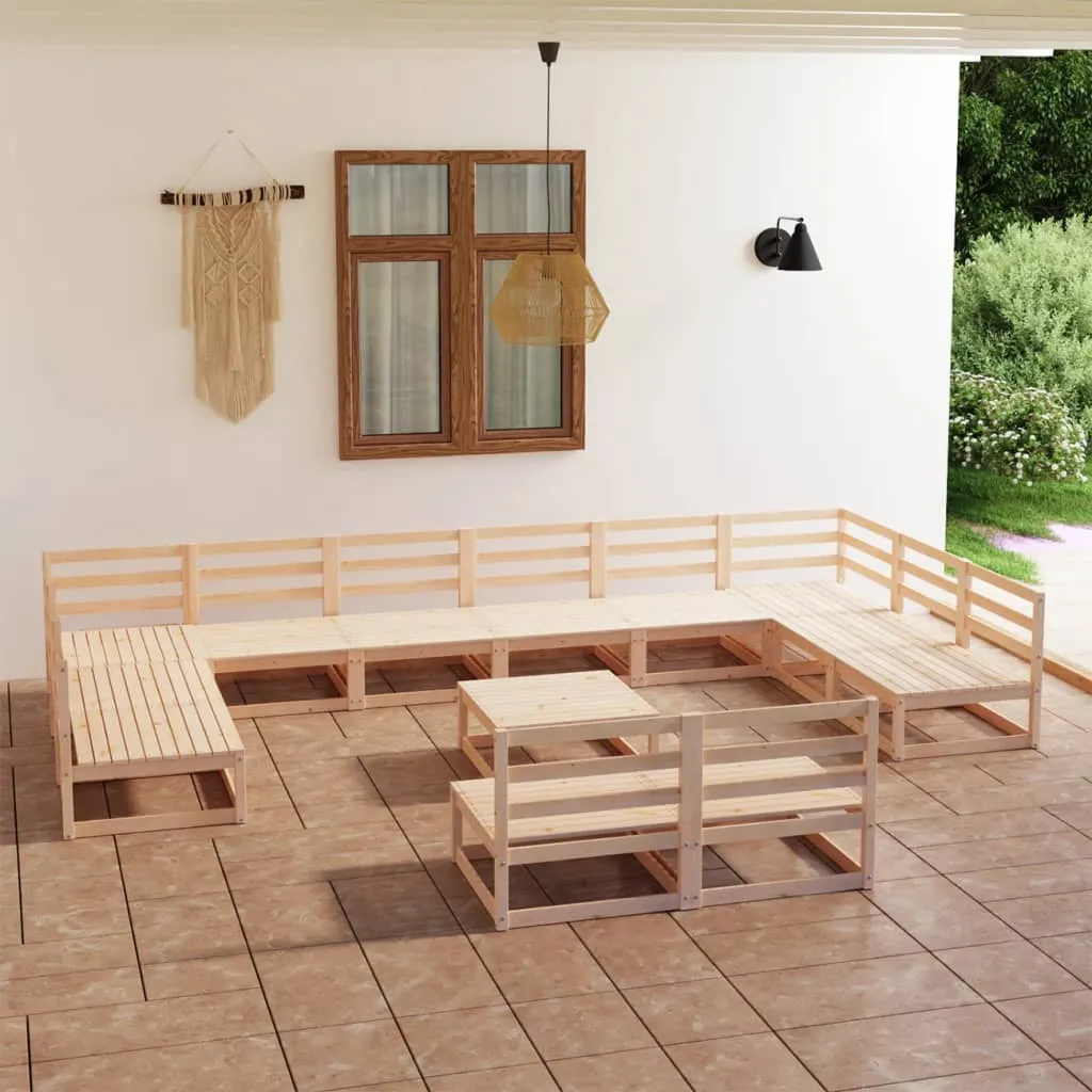 vidaXL Set Divani da Giardino 13 pz in Legno Massello di Pino