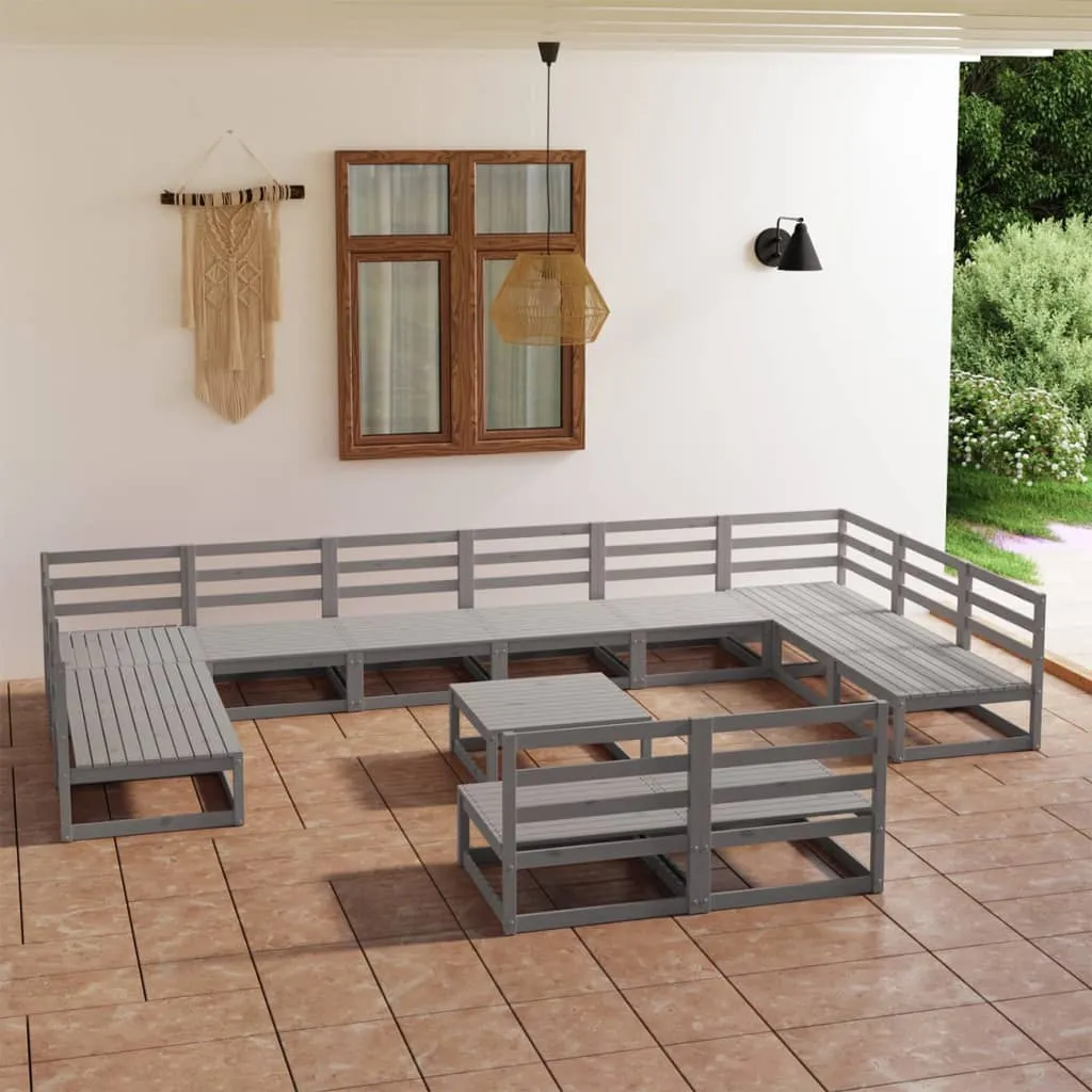 vidaXL Set Divani da Giardino 13 pz in Legno Massello di Pino