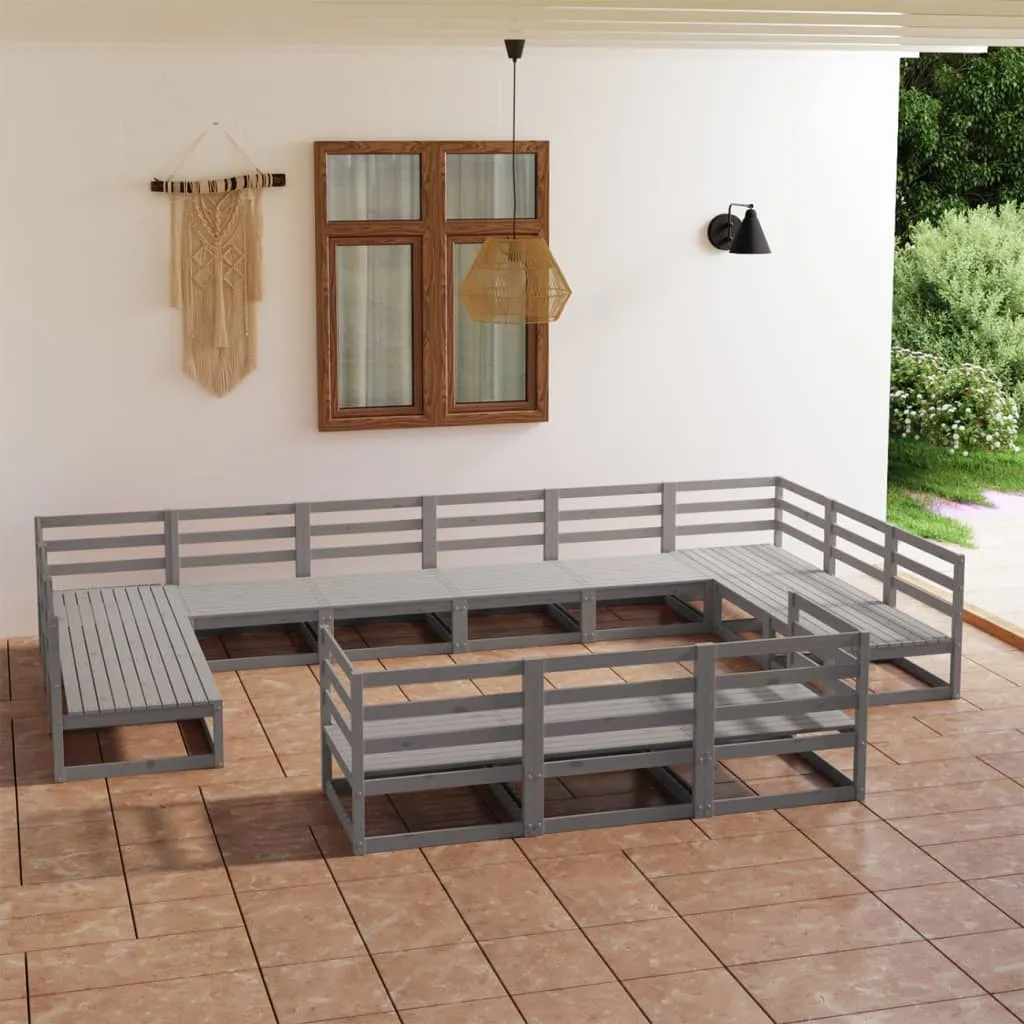 vidaXL Set Divani da Giardino 13 pz in Legno Massello di Pino