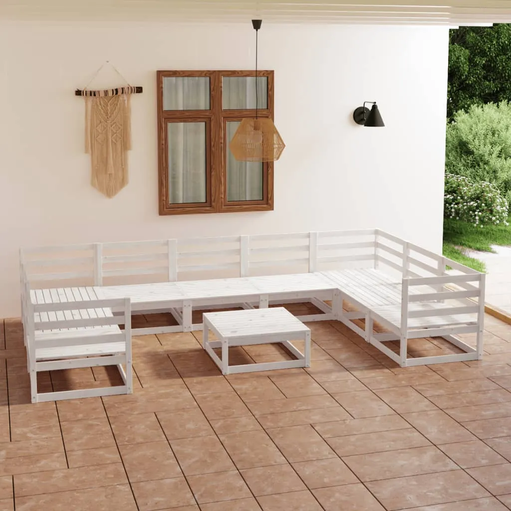 vidaXL Set Divani da Giardino 10 pz in Legno Massello di Pino