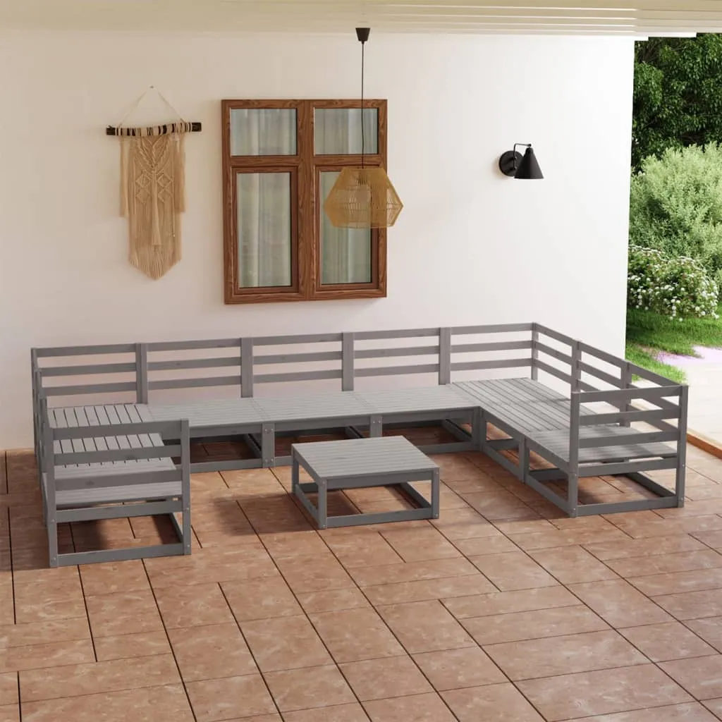 vidaXL Set Divani da Giardino 10 pz in Legno Massello di Pino