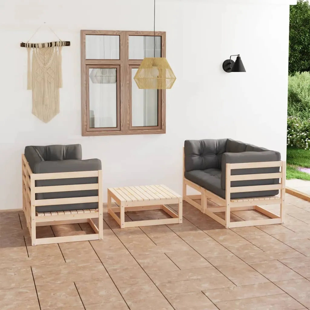 vidaXL Set Divani da Giardino 5 pz con Cuscini Legno Massello di Pino