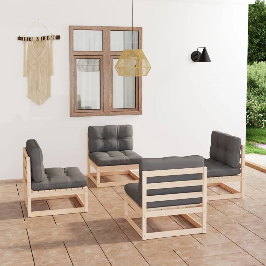 vidaXL Set Divani da Giardino 4 pz con Cuscini Legno Massello Pino