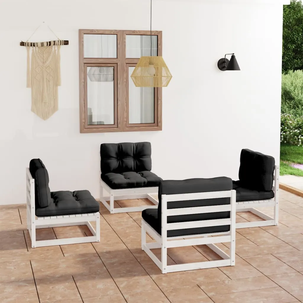 vidaXL Set Divani da Giardino 4 pz con Cuscini Legno Massello Pino