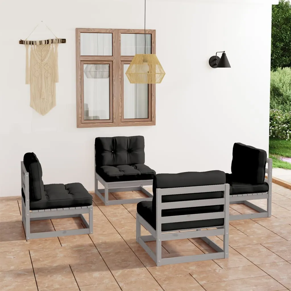 vidaXL Set Divani da Giardino 4 pz con Cuscini Legno Massello Pino