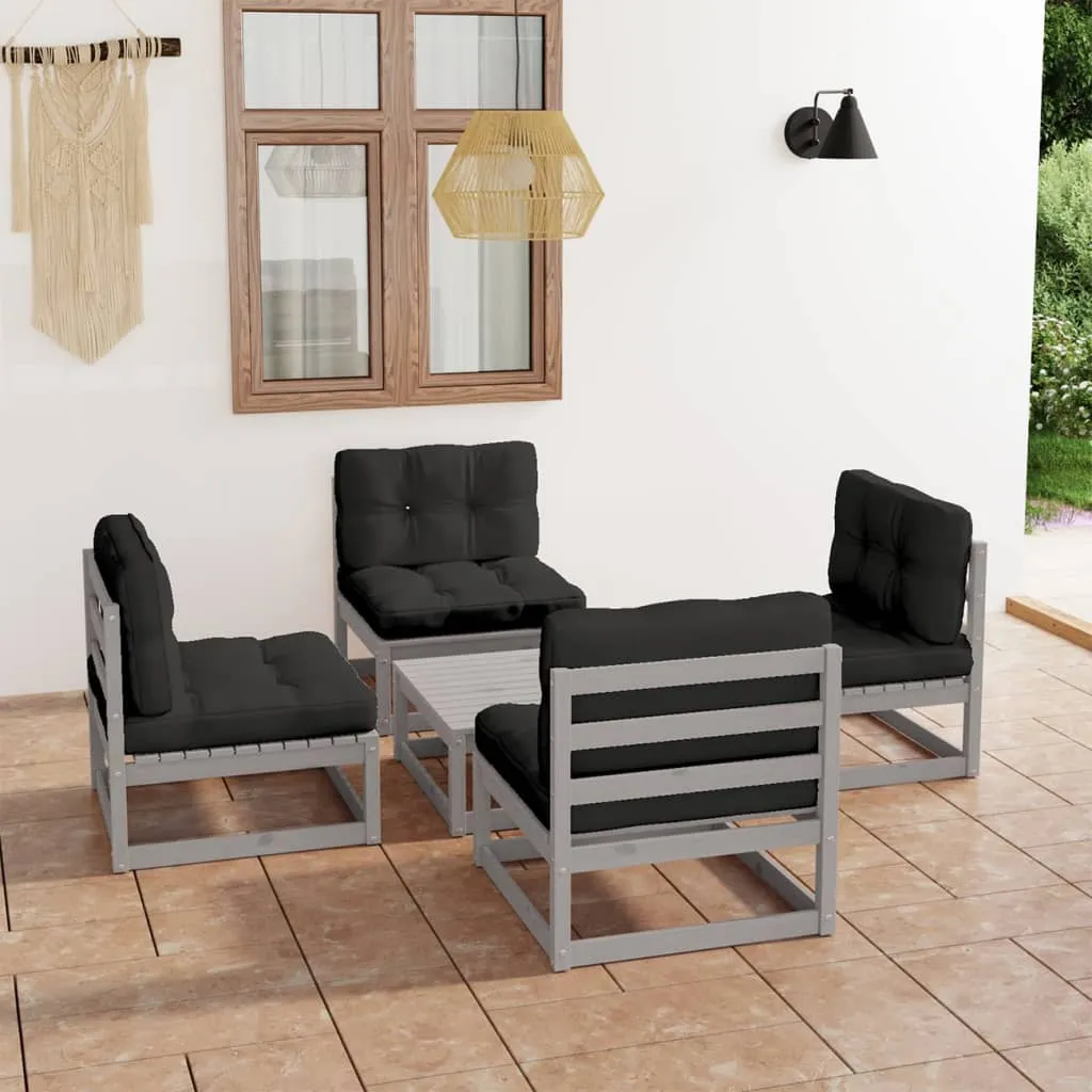 vidaXL Set Divani da Giardino 5 pz con Cuscini Legno Massello di Pino