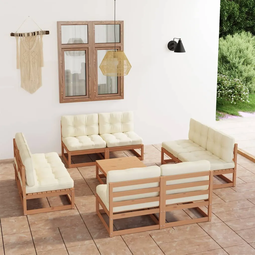 vidaXL Set Divani da Giardino 9 pz con Cuscini Legno Massello di Pino