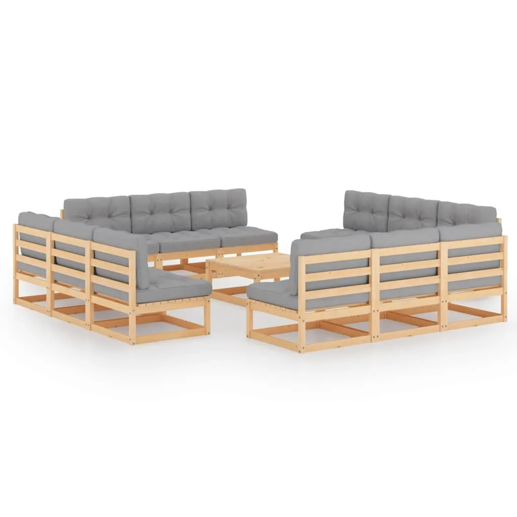 vidaXL Set Divani da Giardino 13 pz con Cuscini Legno Massello di Pino