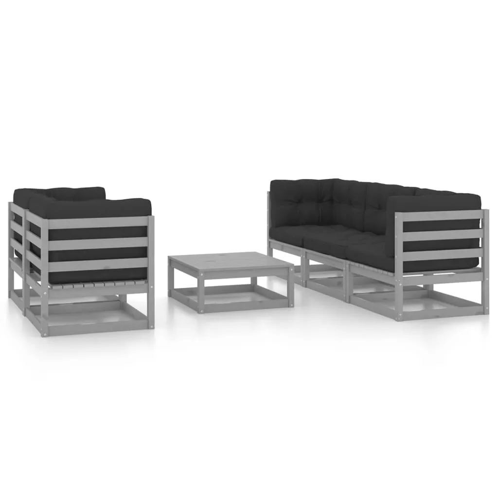 vidaXL Set Divani da Giardino 6 pz con Cuscini Legno Massello Pino