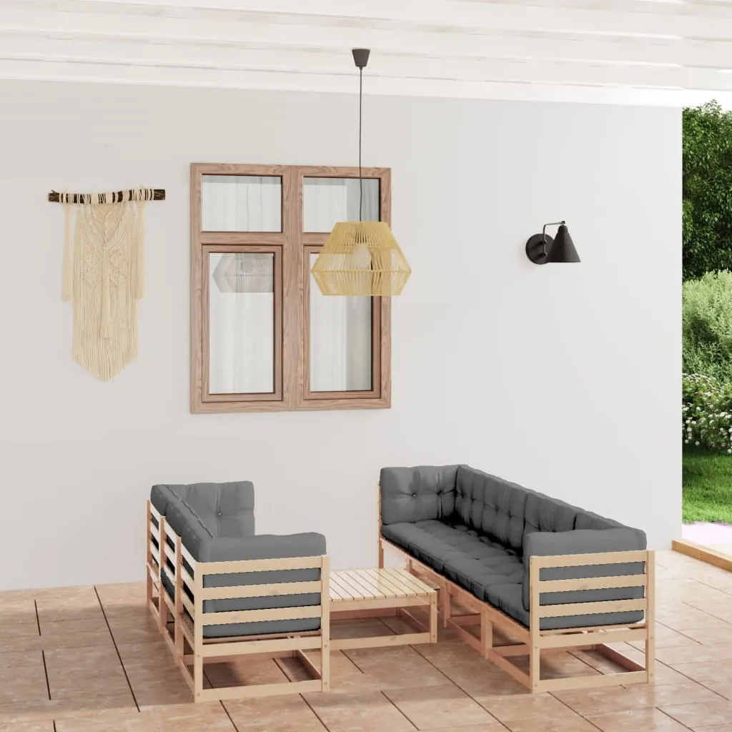 vidaXL Set Divani da Giardino 8 pz con Cuscini Legno Massello di Pino