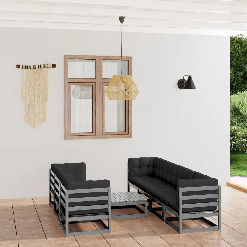 vidaXL Set Divani da Giardino 8 pz con Cuscini Legno Massello Pino