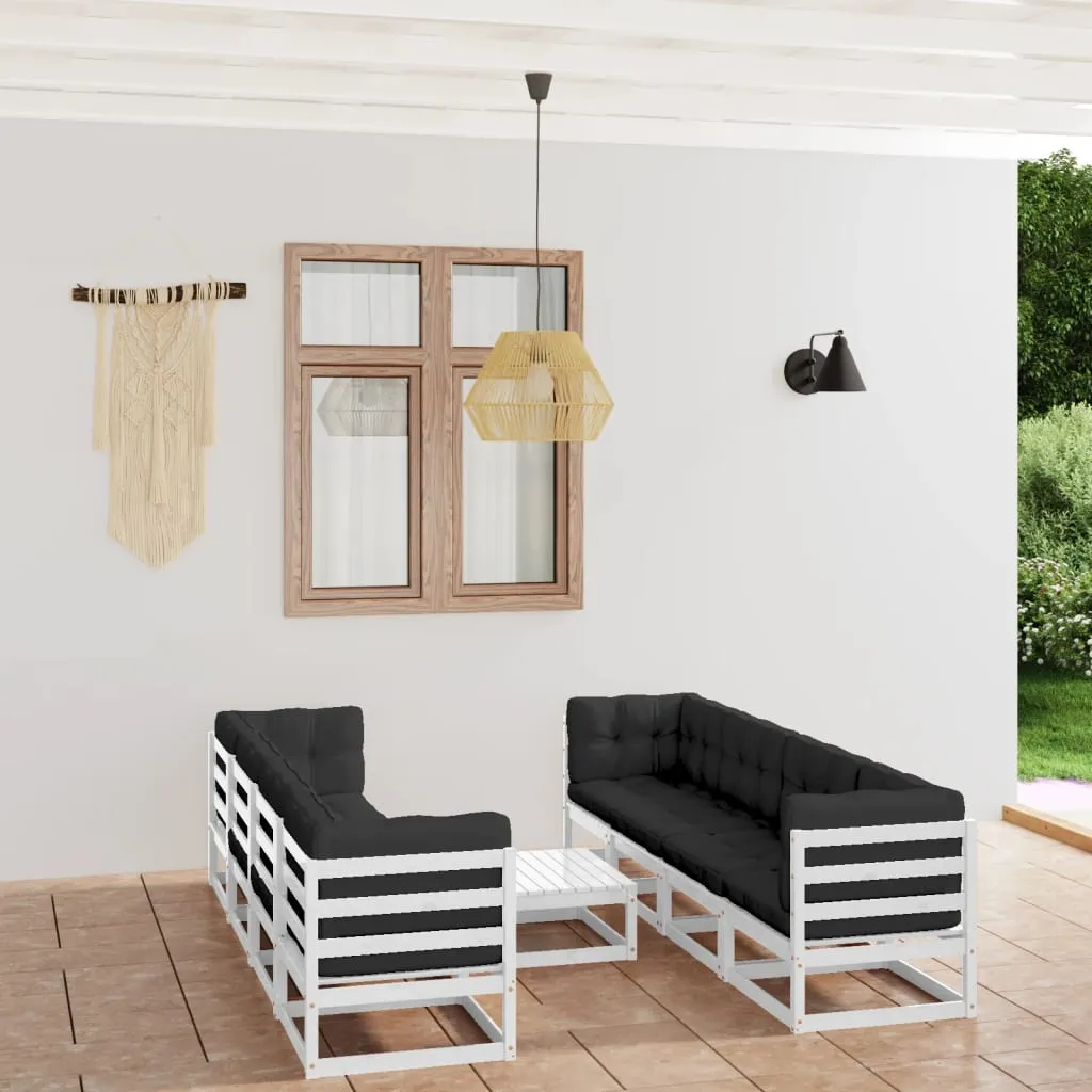 vidaXL Set Divani da Giardino 9 pz con Cuscini Legno Massello di Pino