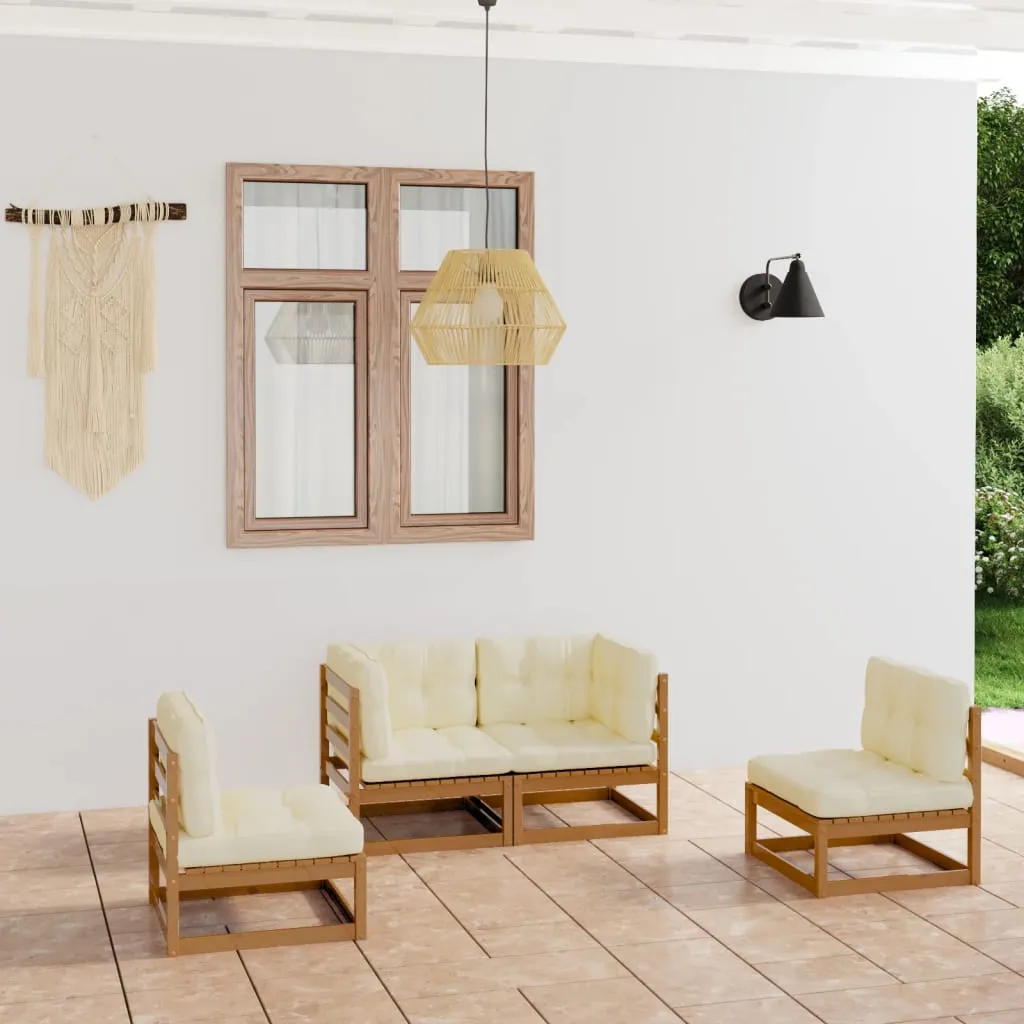 vidaXL Set Divani da Giardino 4 pz con Cuscini Legno Massello Pino