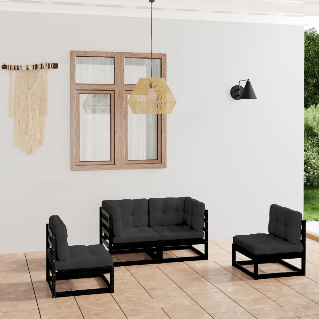 vidaXL Set Divani da Giardino 4 pz con Cuscini Legno Massello Pino