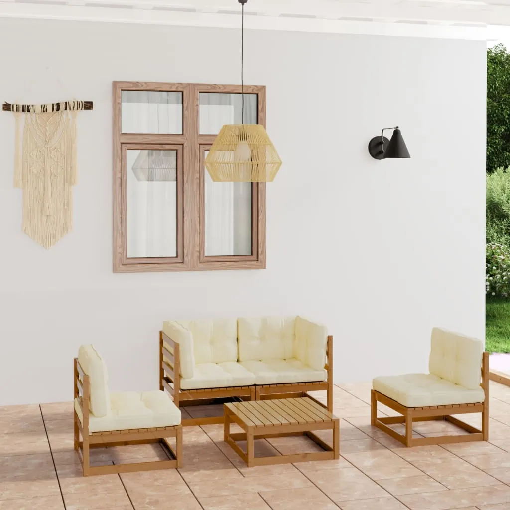 vidaXL Set Divani da Giardino 5 pz con Cuscini Legno Massello di Pino