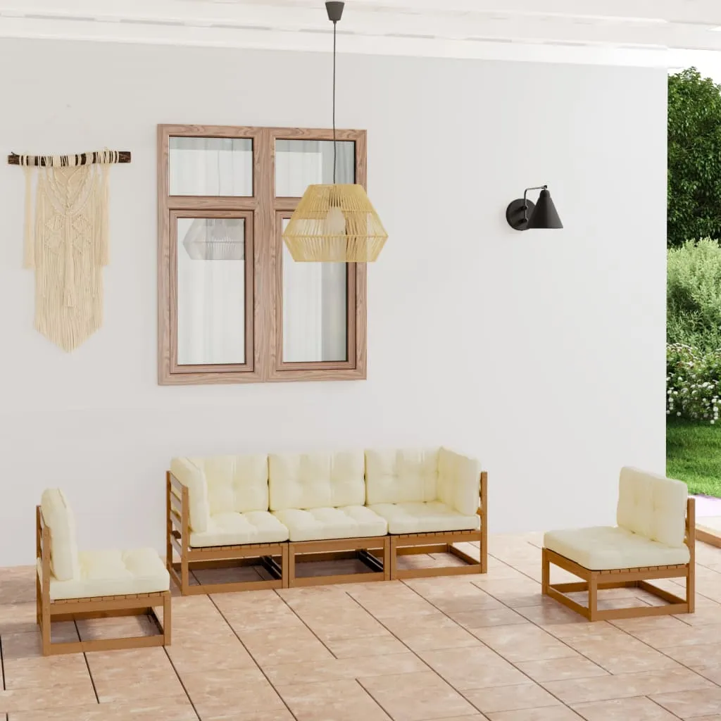 vidaXL Set Divani da Giardino 5 pz con Cuscini Legno Massello di Pino