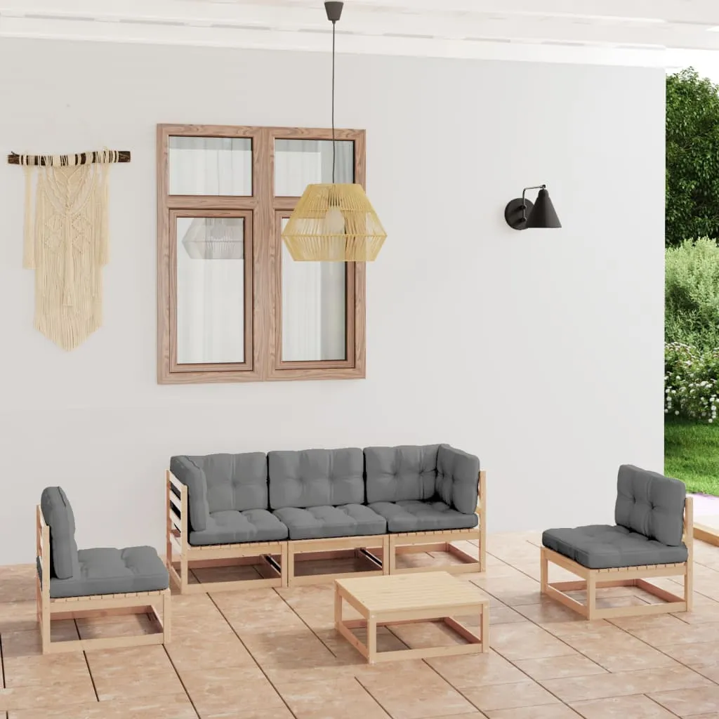 vidaXL Set Divani da Giardino 6 pz con Cuscini Legno Massello di Pino