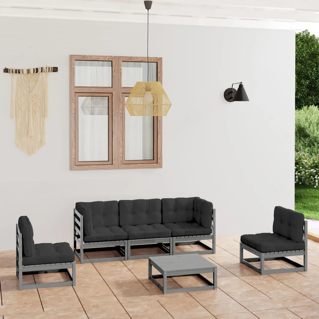 vidaXL Set Divani da Giardino 6 pz con Cuscini Legno Massello Pino