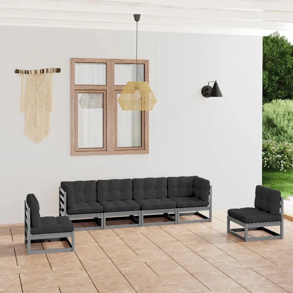 vidaXL Set Divani da Giardino 6 pz con Cuscini Legno Massello Pino