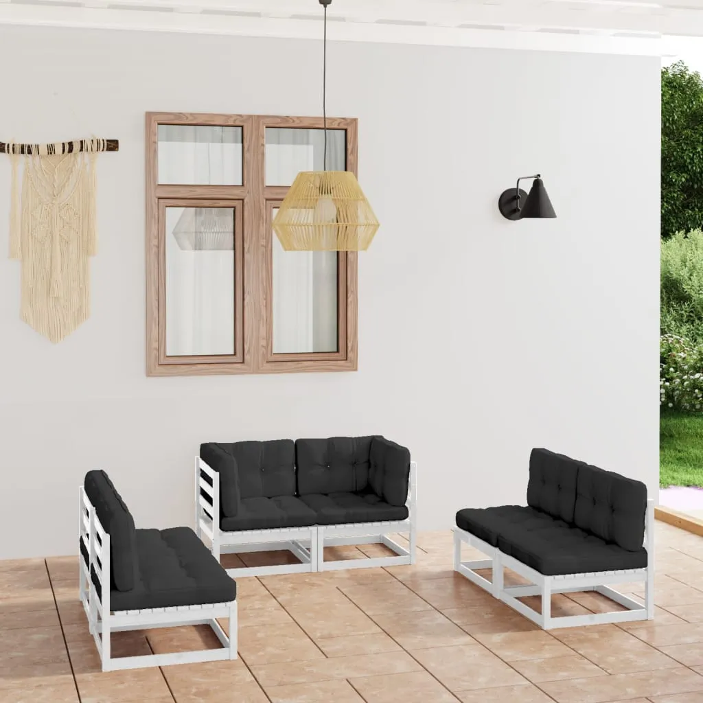 vidaXL Set Divani da Giardino 6 pz con Cuscini Legno Massello Pino