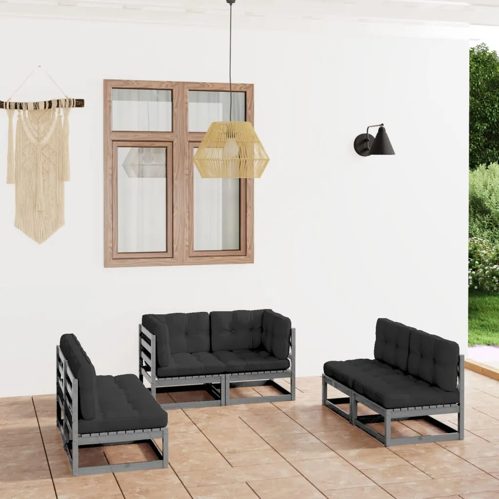 vidaXL Set Divani da Giardino 6 pz con Cuscini Legno Massello Pino