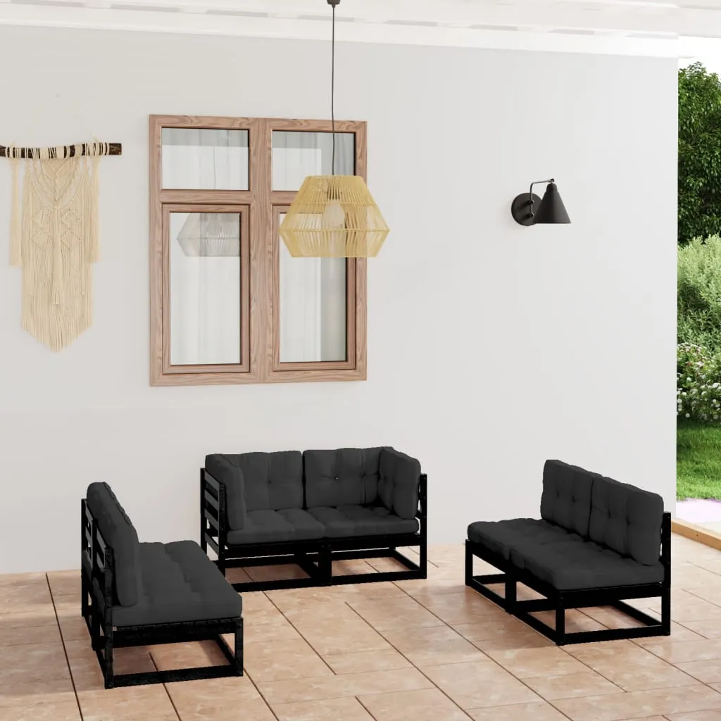 vidaXL Set Divani da Giardino 6 pz con Cuscini Legno Massello Pino