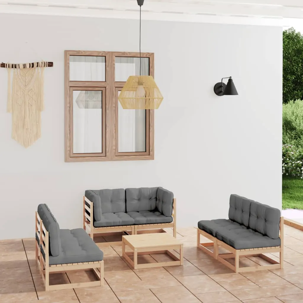 vidaXL Set Divani da Giardino 7 pz con Cuscini Legno Massello di Pino