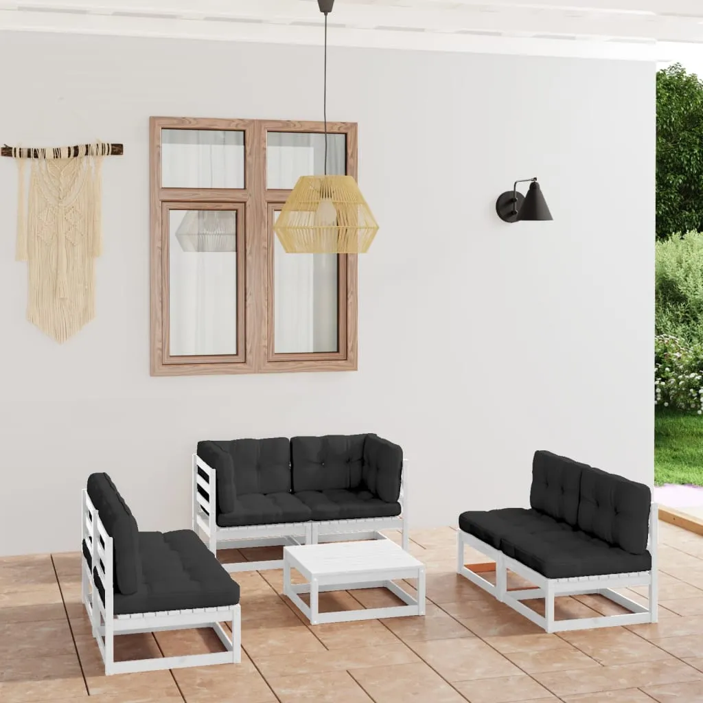 vidaXL Set Divani da Giardino 7 pz con Cuscini Legno Massello di Pino