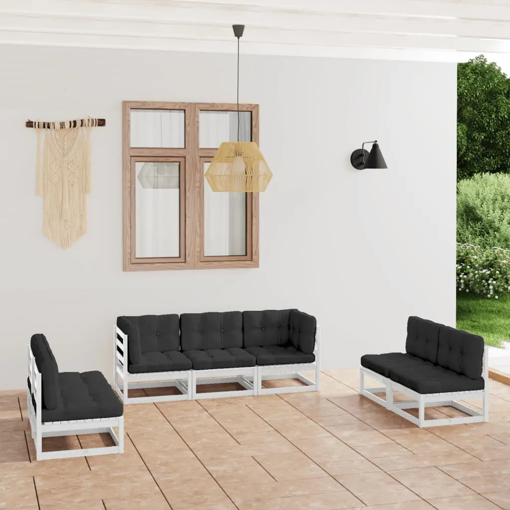 vidaXL Set Divani da Giardino 7 pz con Cuscini Legno Massello di Pino