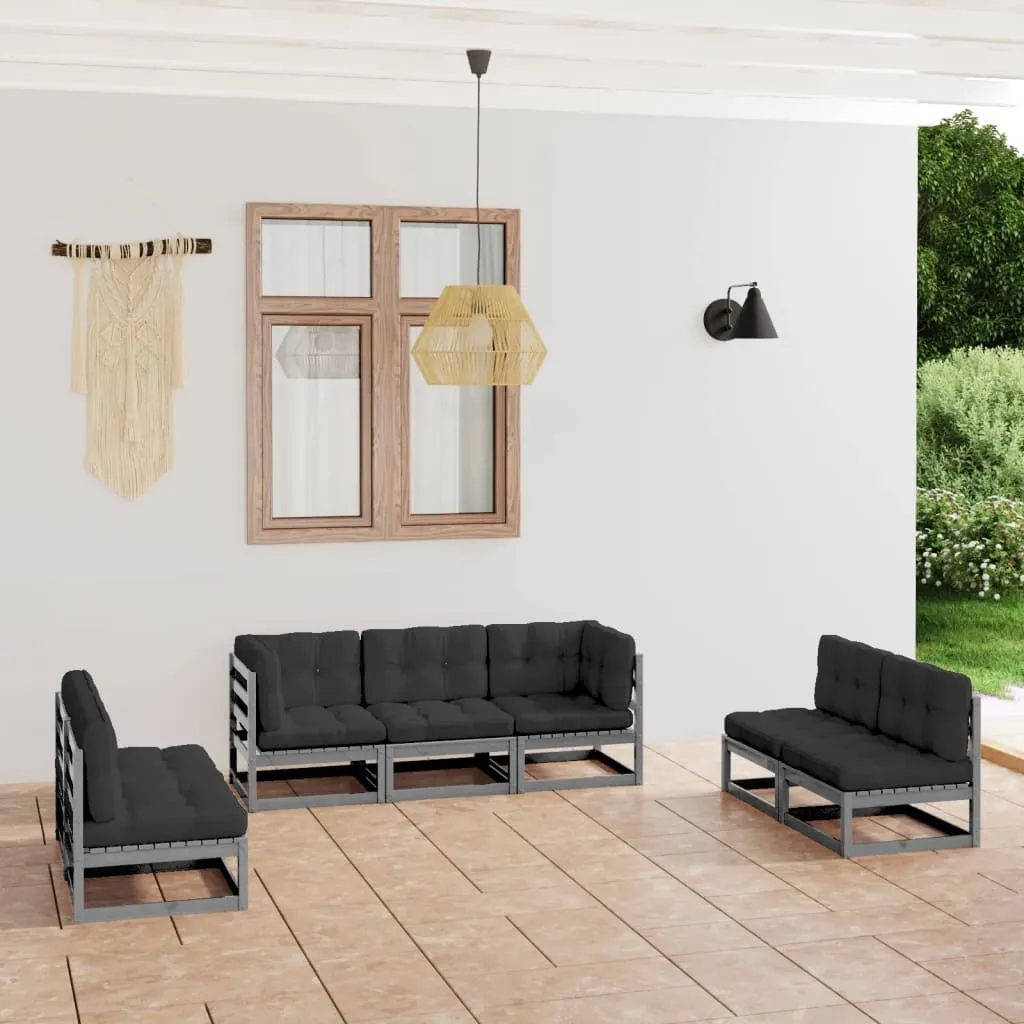 vidaXL Set Divani da Giardino 7 pz con Cuscini Legno Massello di Pino