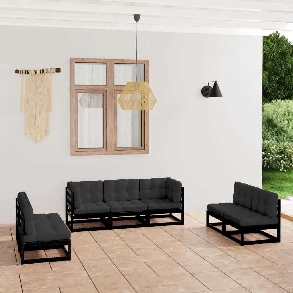 vidaXL Set Divani da Giardino 7 pz con Cuscini Legno Massello di Pino