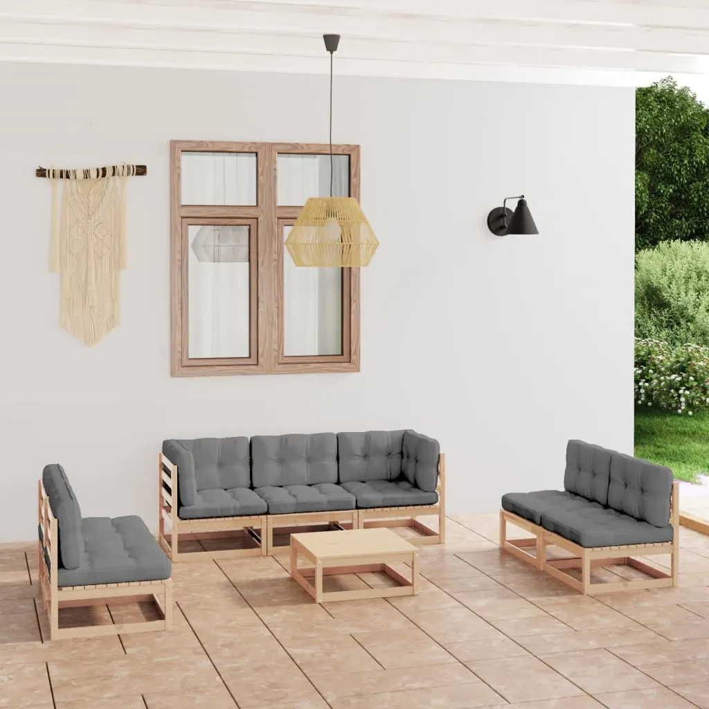 vidaXL Set Divani da Giardino 8 pz con Cuscini Legno Massello di Pino