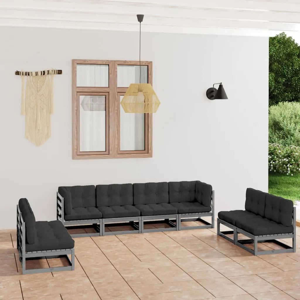 vidaXL Set Divani da Giardino 8 pz con Cuscini Legno Massello Pino