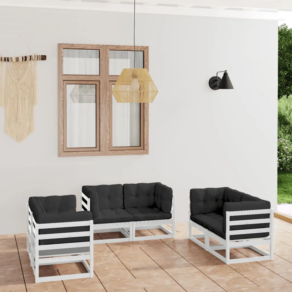 vidaXL Set Divani da Giardino 6 pz con Cuscini Legno Massello Pino