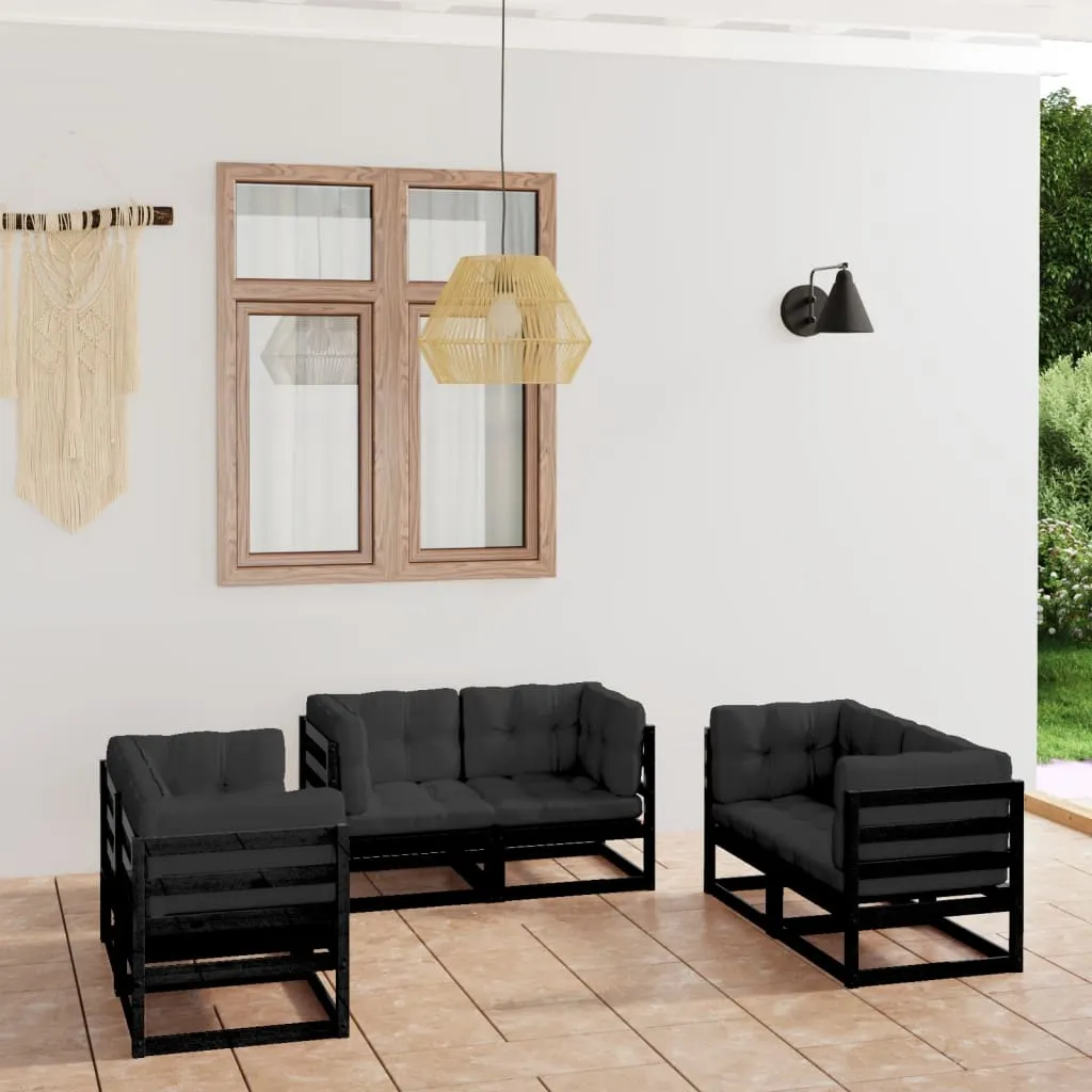 vidaXL Set Divani da Giardino 6 pz con Cuscini Legno Massello Pino