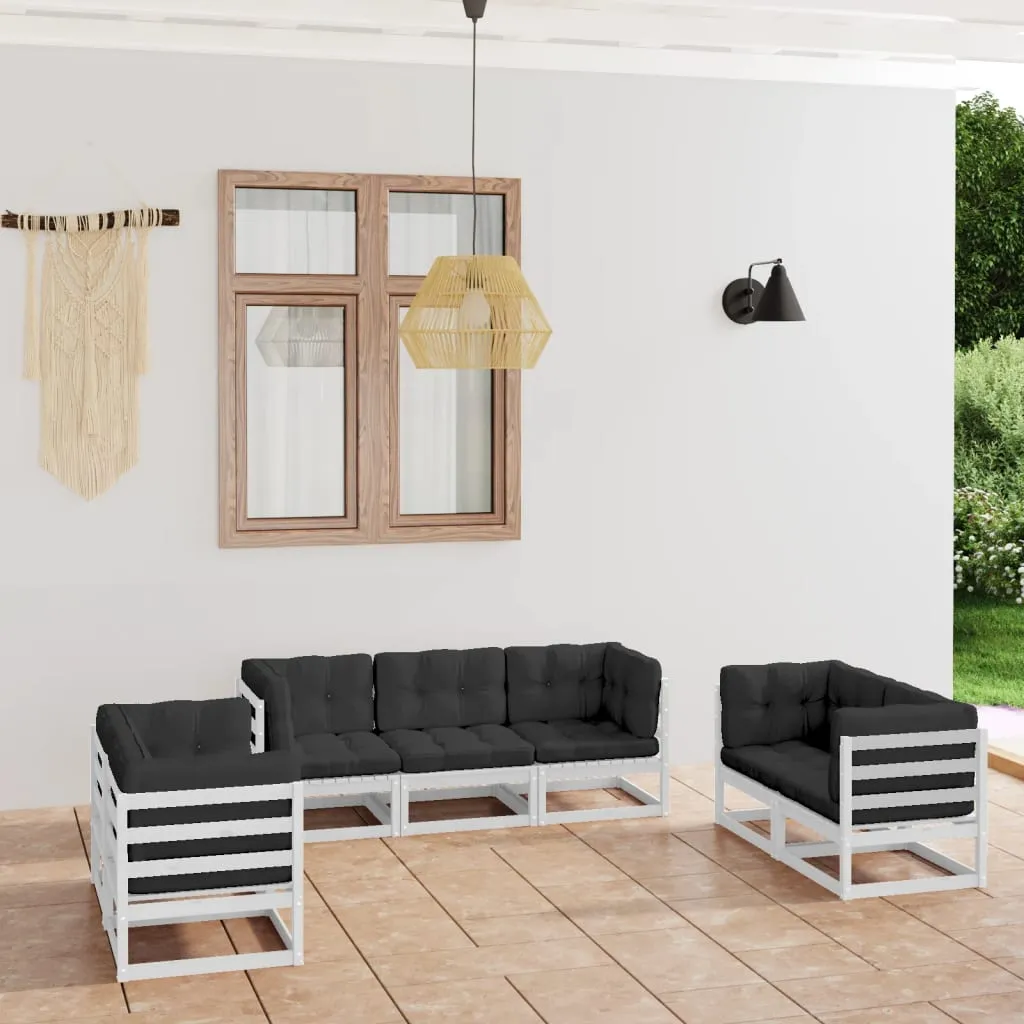 vidaXL Set Divani da Giardino 7 pz con Cuscini Legno Massello di Pino