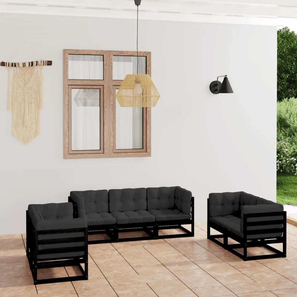 vidaXL Set Divani da Giardino 7 pz con Cuscini Legno Massello di Pino