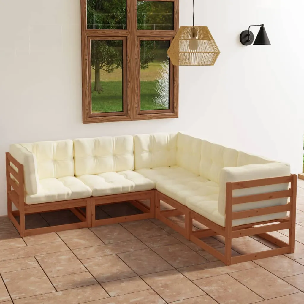 vidaXL Set Divani da Giardino 5 pz con Cuscini Legno Massello di Pino