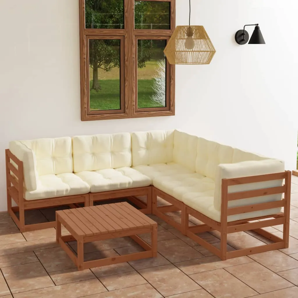 vidaXL Set Divani da Giardino 6 pz con Cuscini Legno Massello di Pino