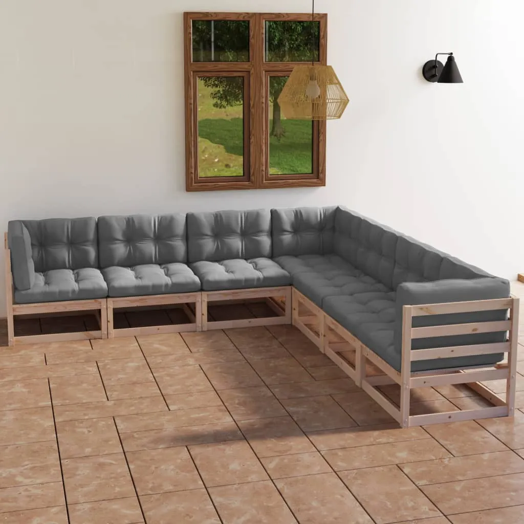 vidaXL Set Divani da Giardino 7 pz con Cuscini Legno Massello di Pino