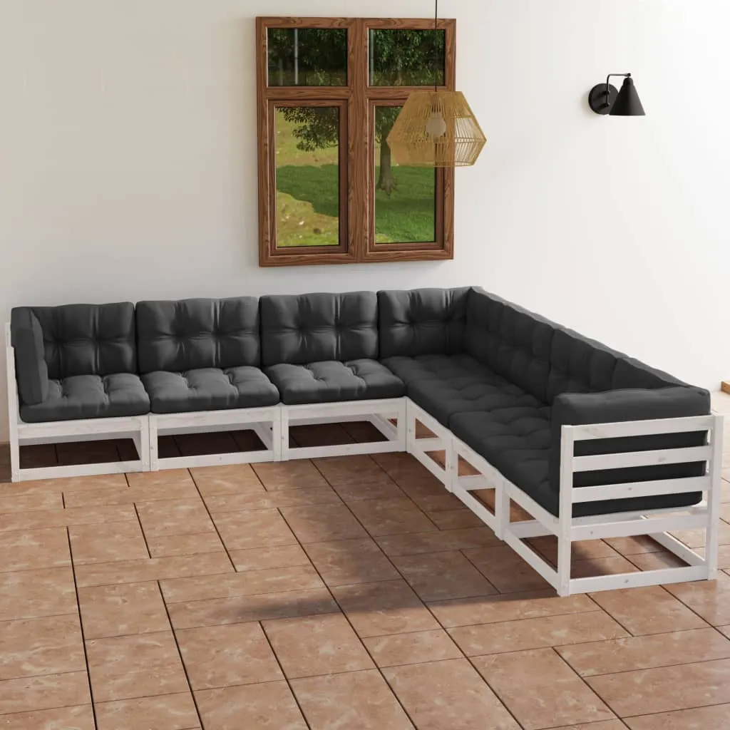 vidaXL Set Divani da Giardino 7 pz con Cuscini Legno Massello di Pino